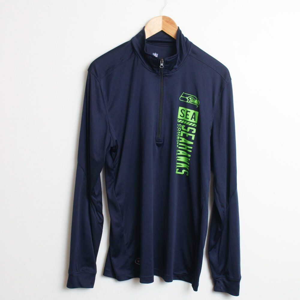New Era Seattle Seahawks 1/4 Zip Combine Training Pullover Top Mens Large Blue